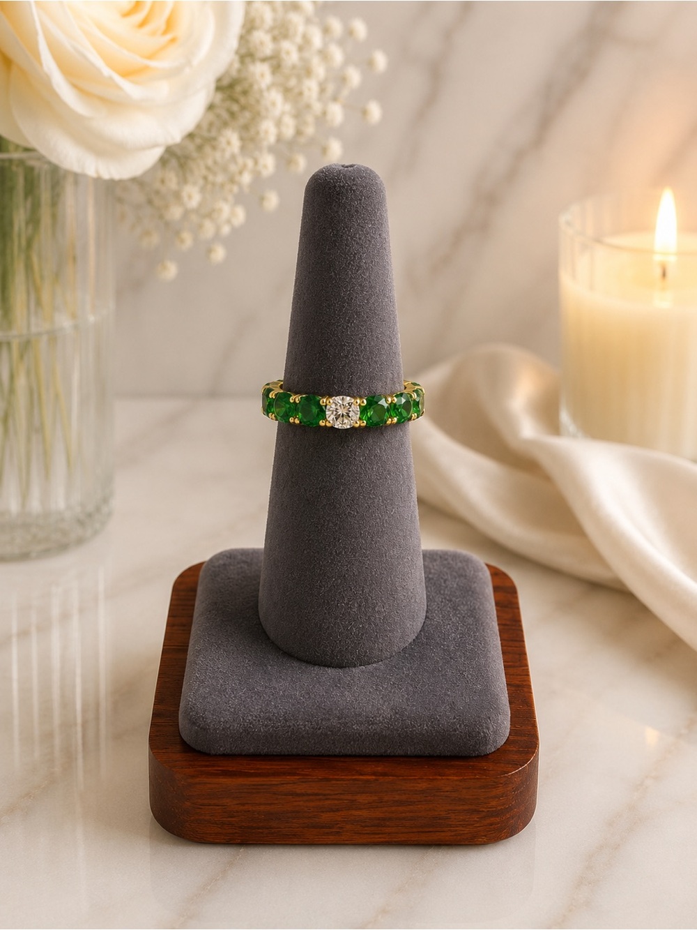 Adina Eden - Accented Colored Eternity Band in Emerald - New size 7